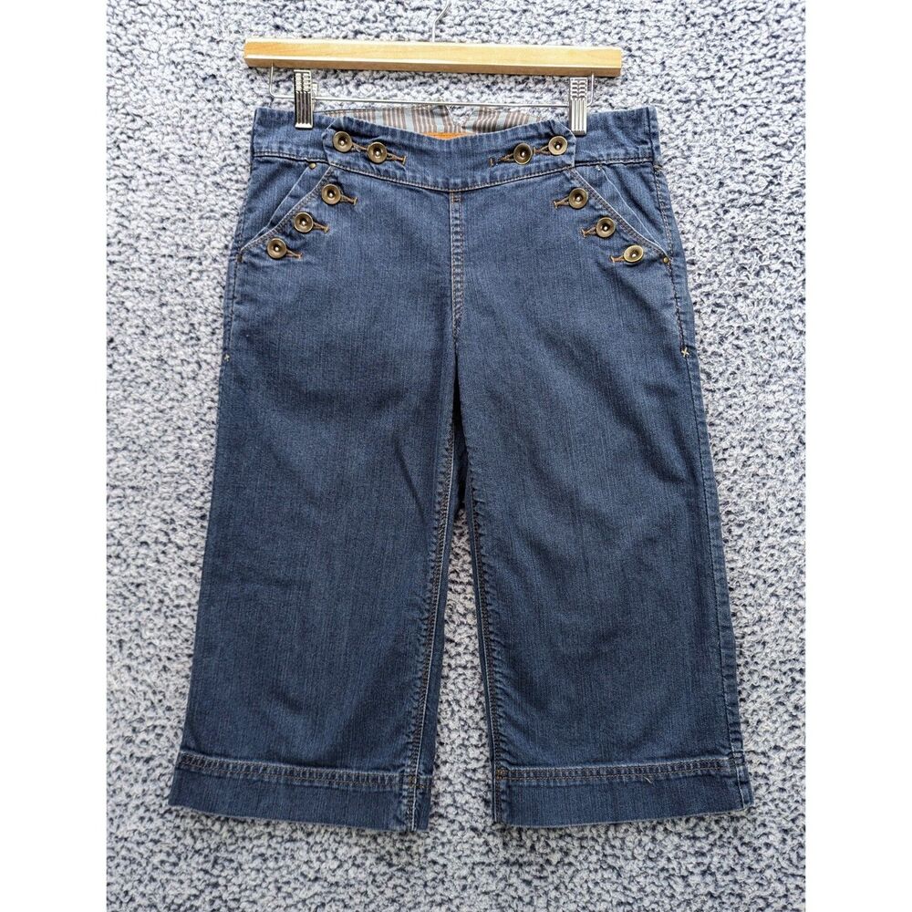 Anthropologie Stephenson Denim Finery Wide Leg Capris Size 28 Bohemian Y2K Blue